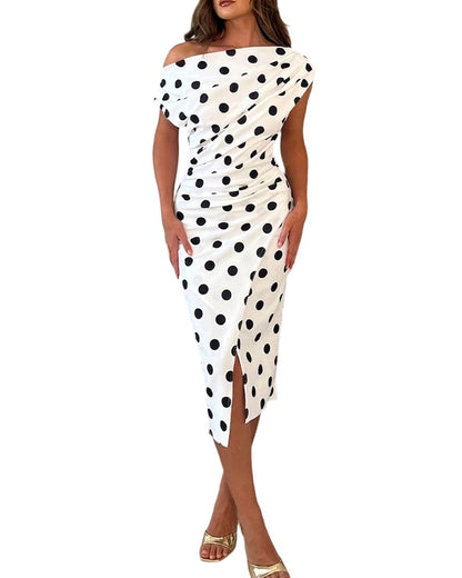 CHICME Womens Off Shoulder Summer Midi Dress