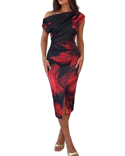 CHICME Womens Off Shoulder Summer Midi Dress