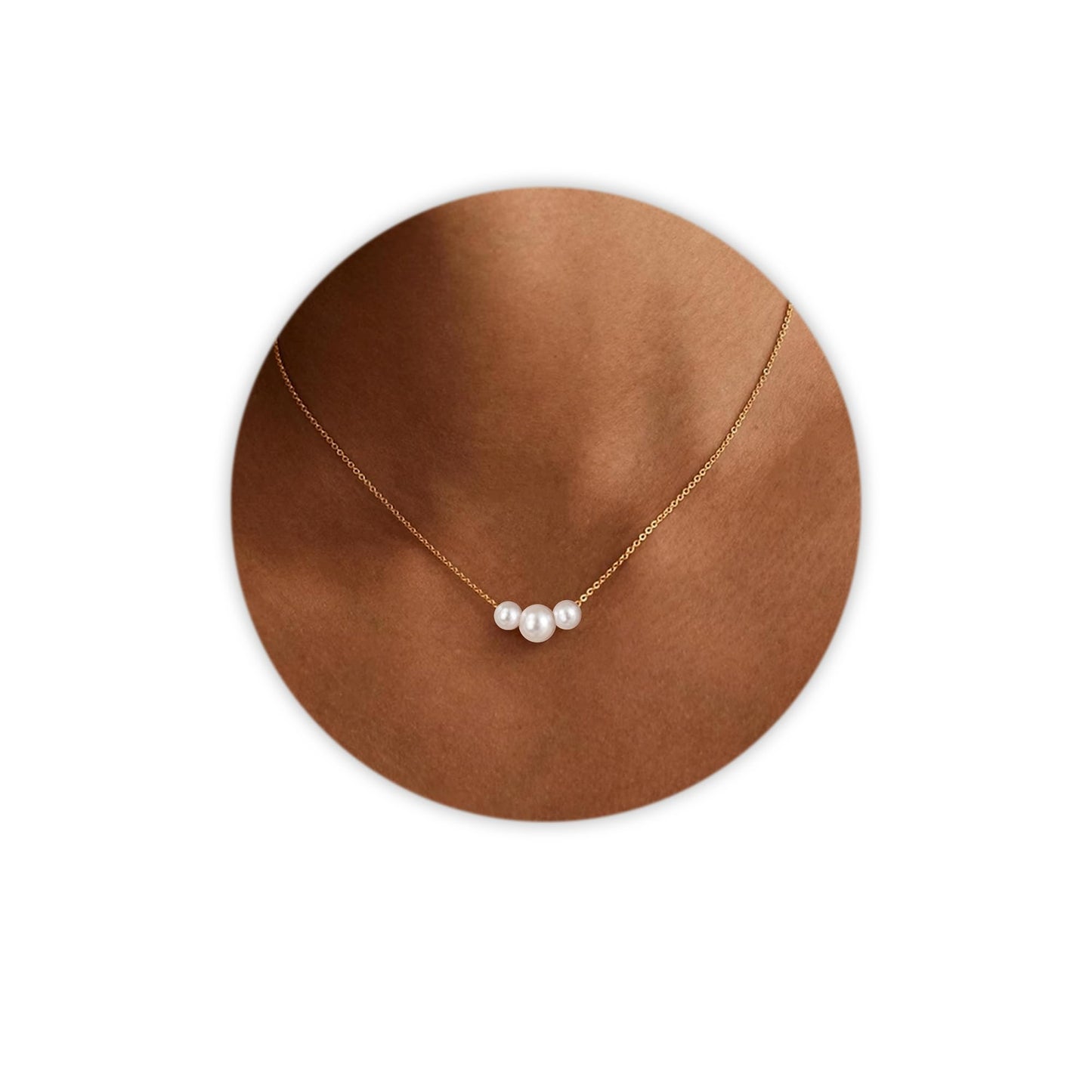 SmileBelle Pearl Necklaces for Women, 18K Gold Choker