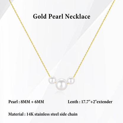 SmileBelle Pearl Necklaces for Women, 18K Gold Choker