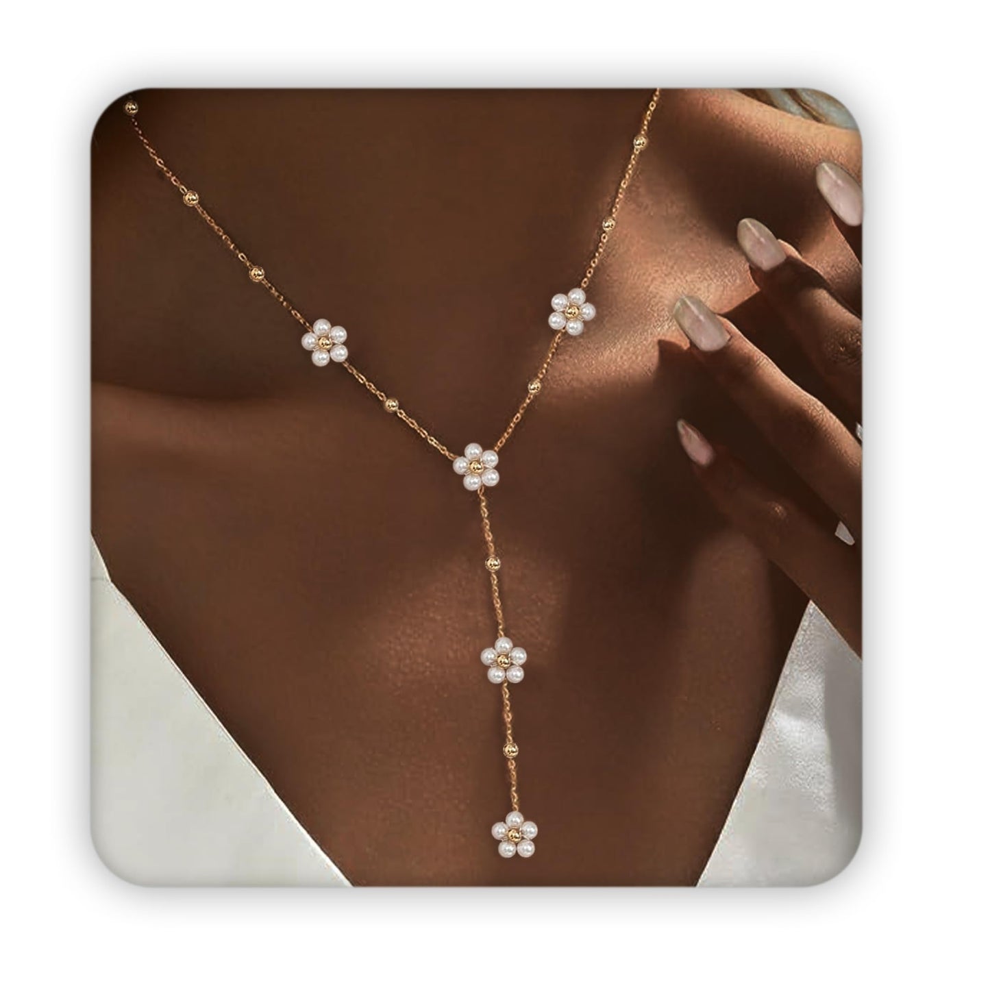 SmileBelle Pearl Necklaces for Women, 18K Gold Choker