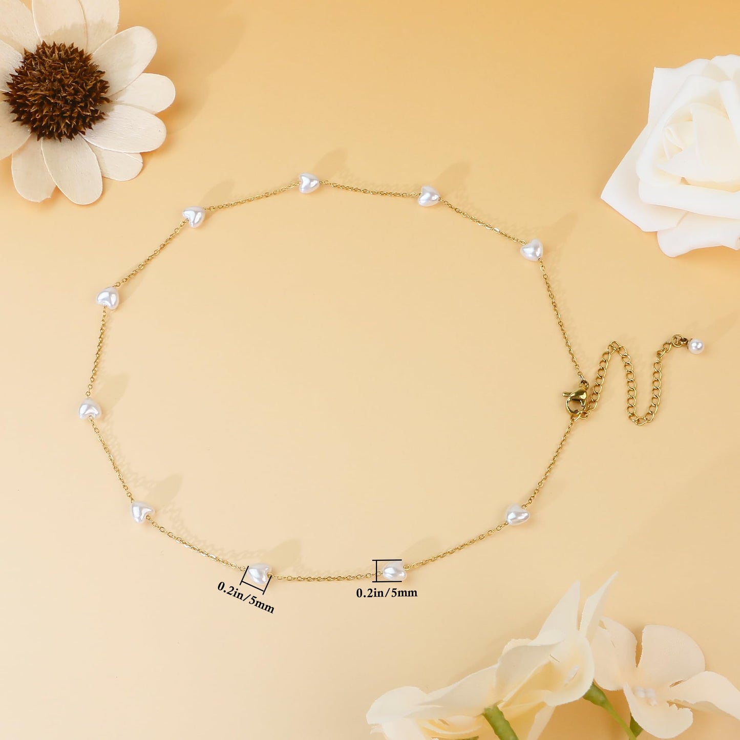 SmileBelle Pearl Necklaces for Women, 18K Gold Choker