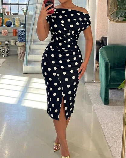 CHICME Womens Off Shoulder Summer Midi Dress