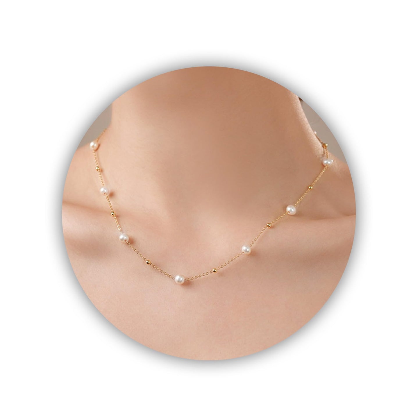 SmileBelle Pearl Necklaces for Women, 18K Gold Choker