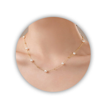 SmileBelle Pearl Necklaces for Women, 18K Gold Choker