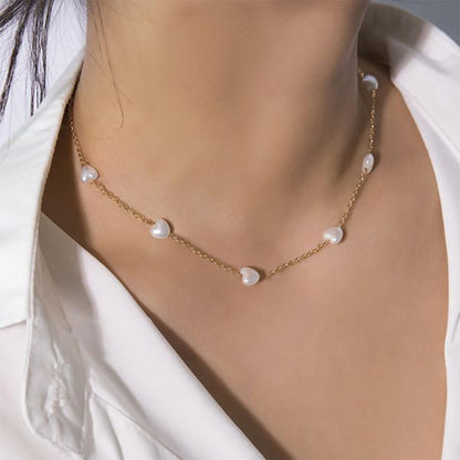 SmileBelle Pearl Necklaces for Women, 18K Gold Choker
