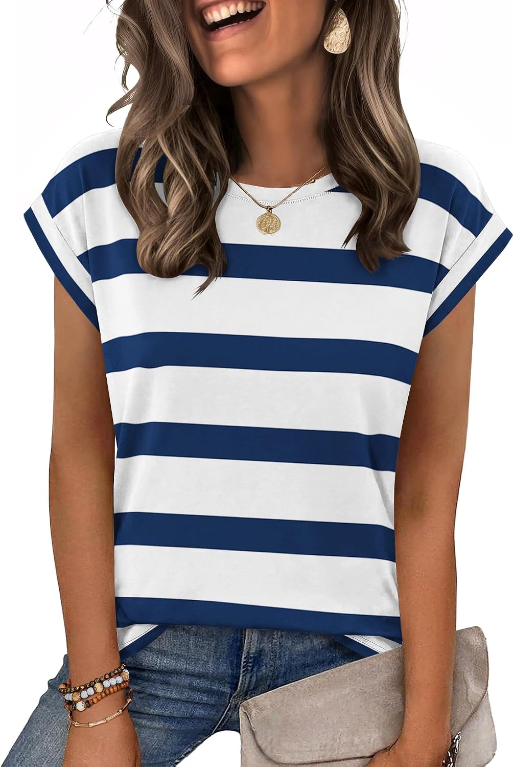Zeagoo Womens Tops Summer Casual Cap Sleeve Tshirts Shirts Business Blouses
