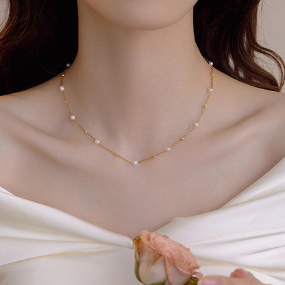 SmileBelle Pearl Necklaces for Women, 18K Gold Choker