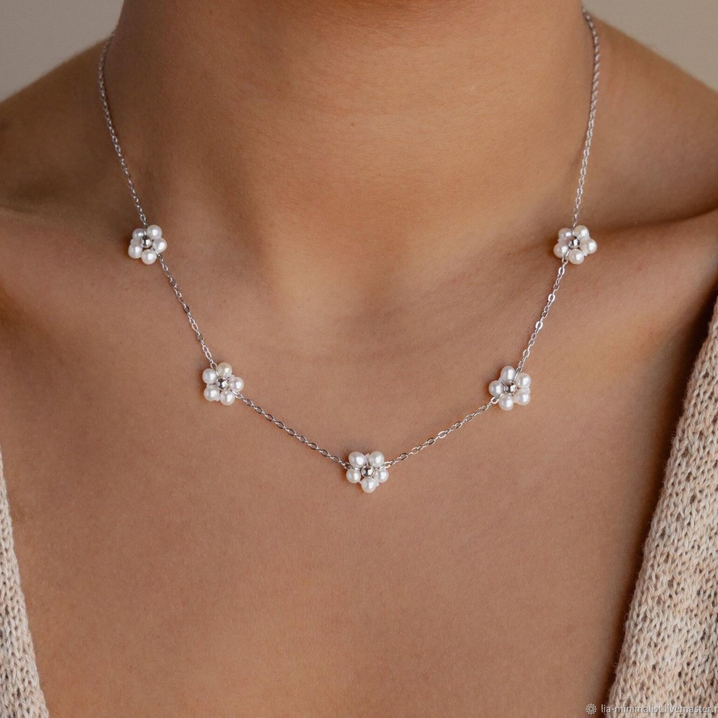 SmileBelle Pearl Necklaces for Women, 18K Gold Choker