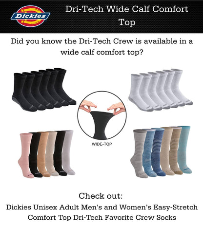 Dickies Men's Dri-tech Original Moisture Control Crew Socks, Available in M-xxl (6, 12, 18 Pairs)