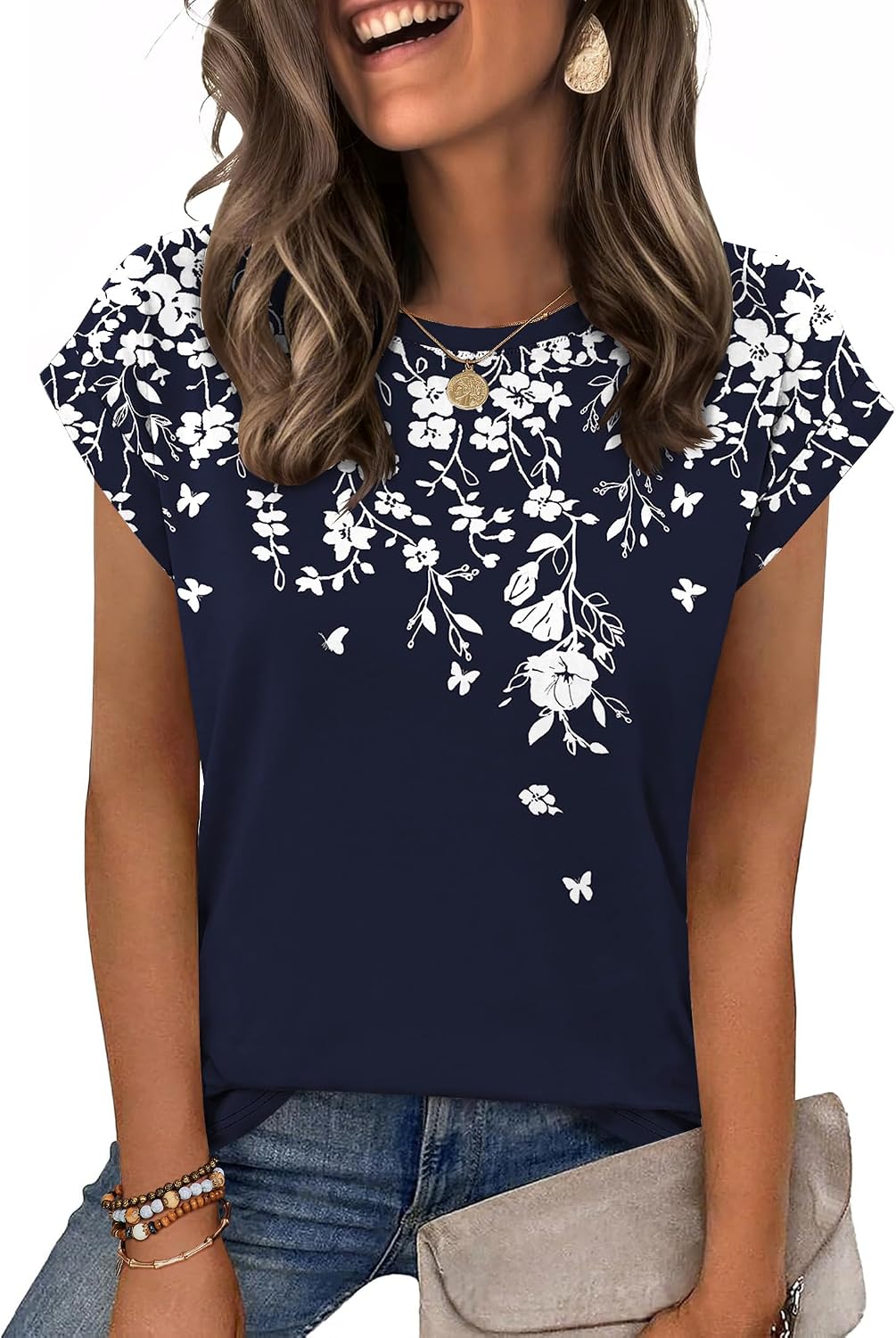 Zeagoo Womens Tops Summer Casual Cap Sleeve Tshirts Shirts Business Blouses