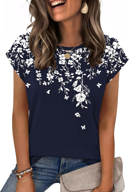 Zeagoo Womens Tops Summer Casual Cap Sleeve Tshirts Shirts Business Blouses