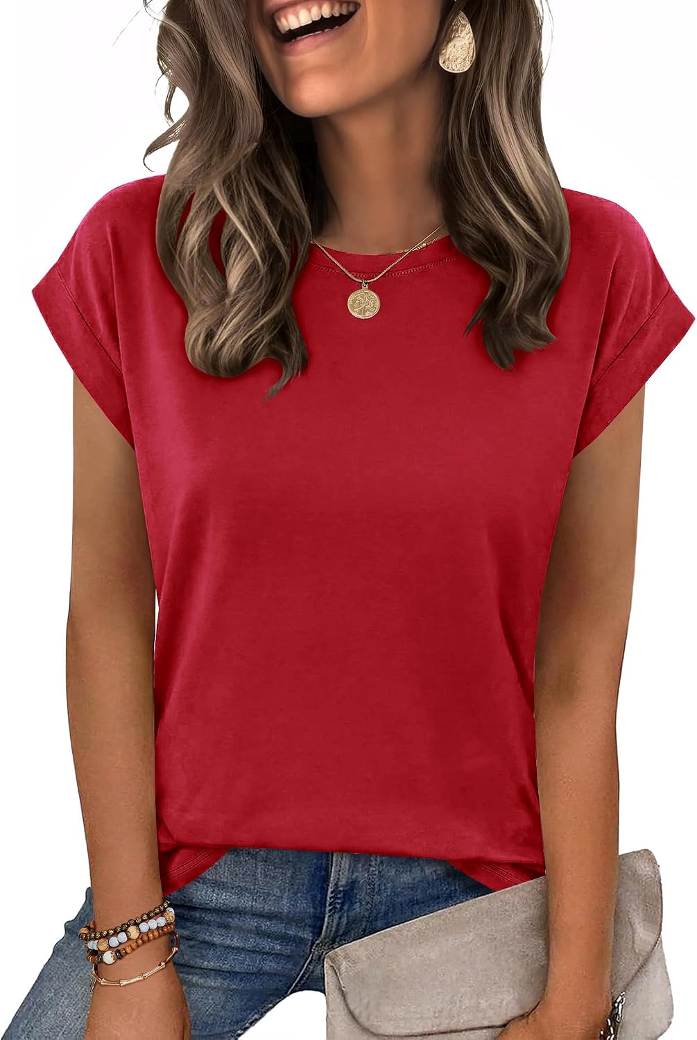Zeagoo Womens Tops Summer Casual Cap Sleeve Tshirts Shirts Business Blouses