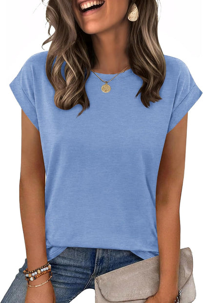 Zeagoo Womens Tops Summer Casual Cap Sleeve Tshirts Shirts Business Blouses