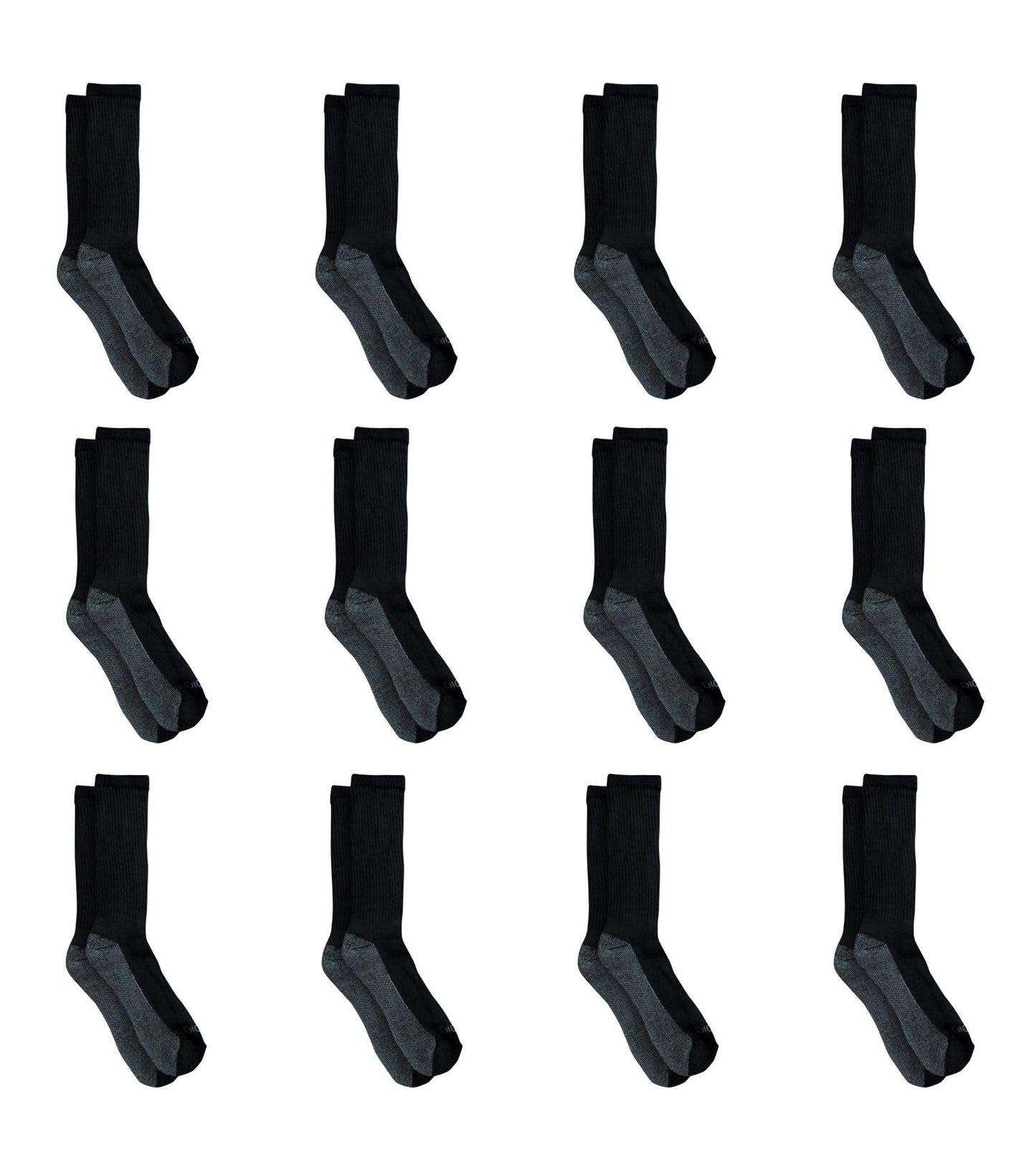 Dickies Men's Dri-tech Original Moisture Control Crew Socks, Available in M-xxl (6, 12, 18 Pairs)