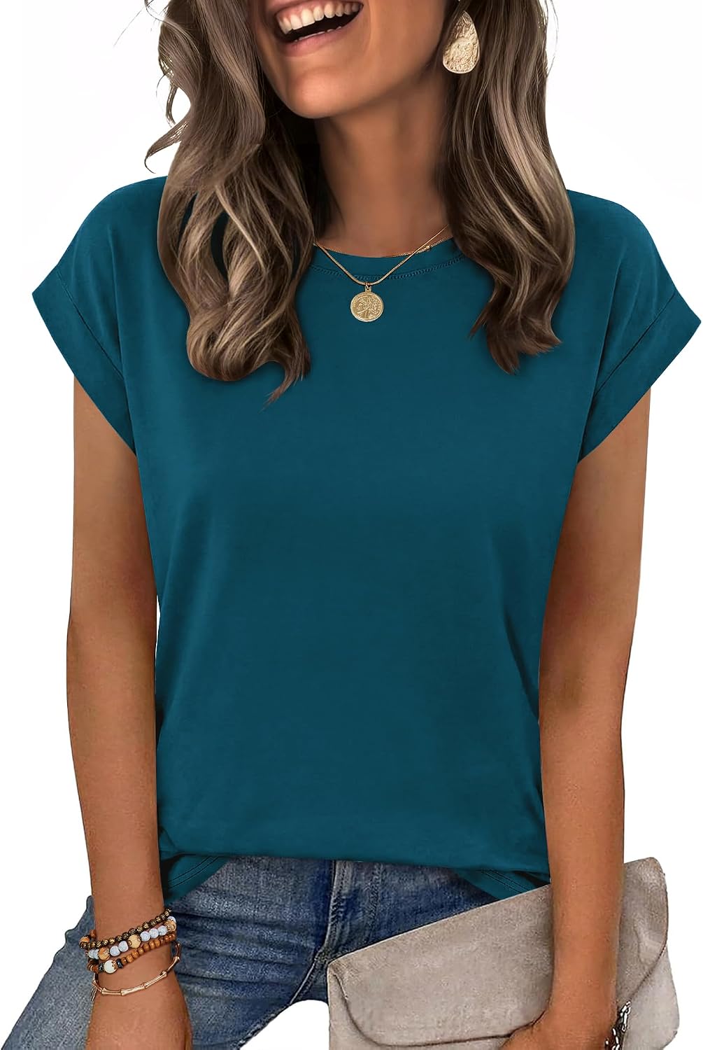 Zeagoo Womens Tops Summer Casual Cap Sleeve Tshirts Shirts Business Blouses