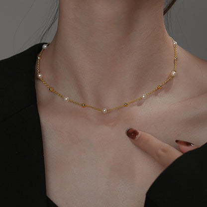SmileBelle Pearl Necklaces for Women, 18K Gold Choker