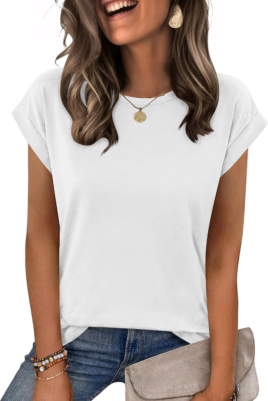 Zeagoo Womens Tops Summer Casual Cap Sleeve Tshirts Shirts Business Blouses