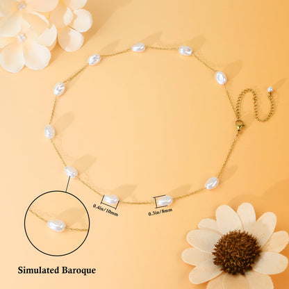 SmileBelle Pearl Necklaces for Women, 18K Gold Choker