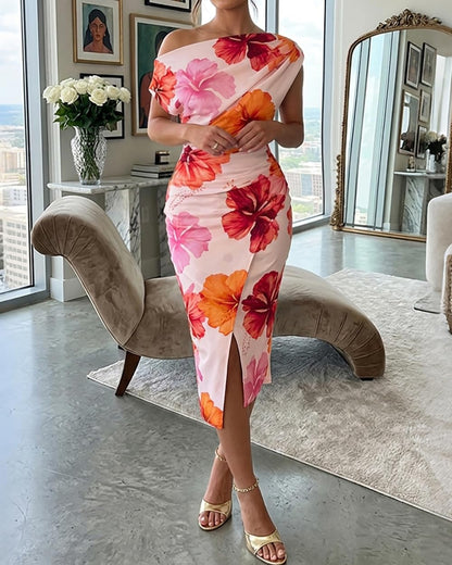 CHICME Womens Off Shoulder Summer Midi Dress