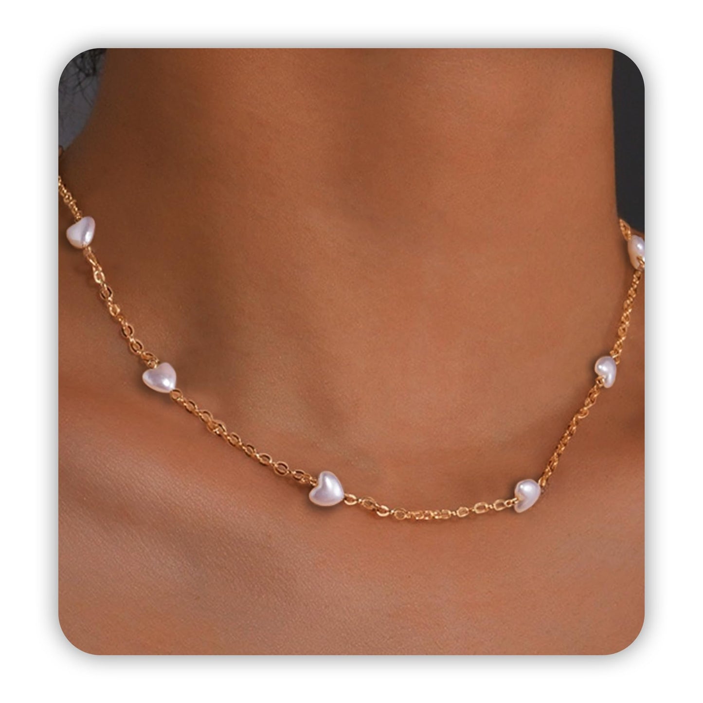 SmileBelle Pearl Necklaces for Women, 18K Gold Choker
