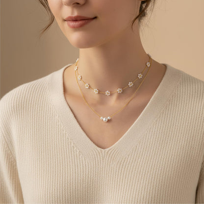 SmileBelle Pearl Necklaces for Women, 18K Gold Choker
