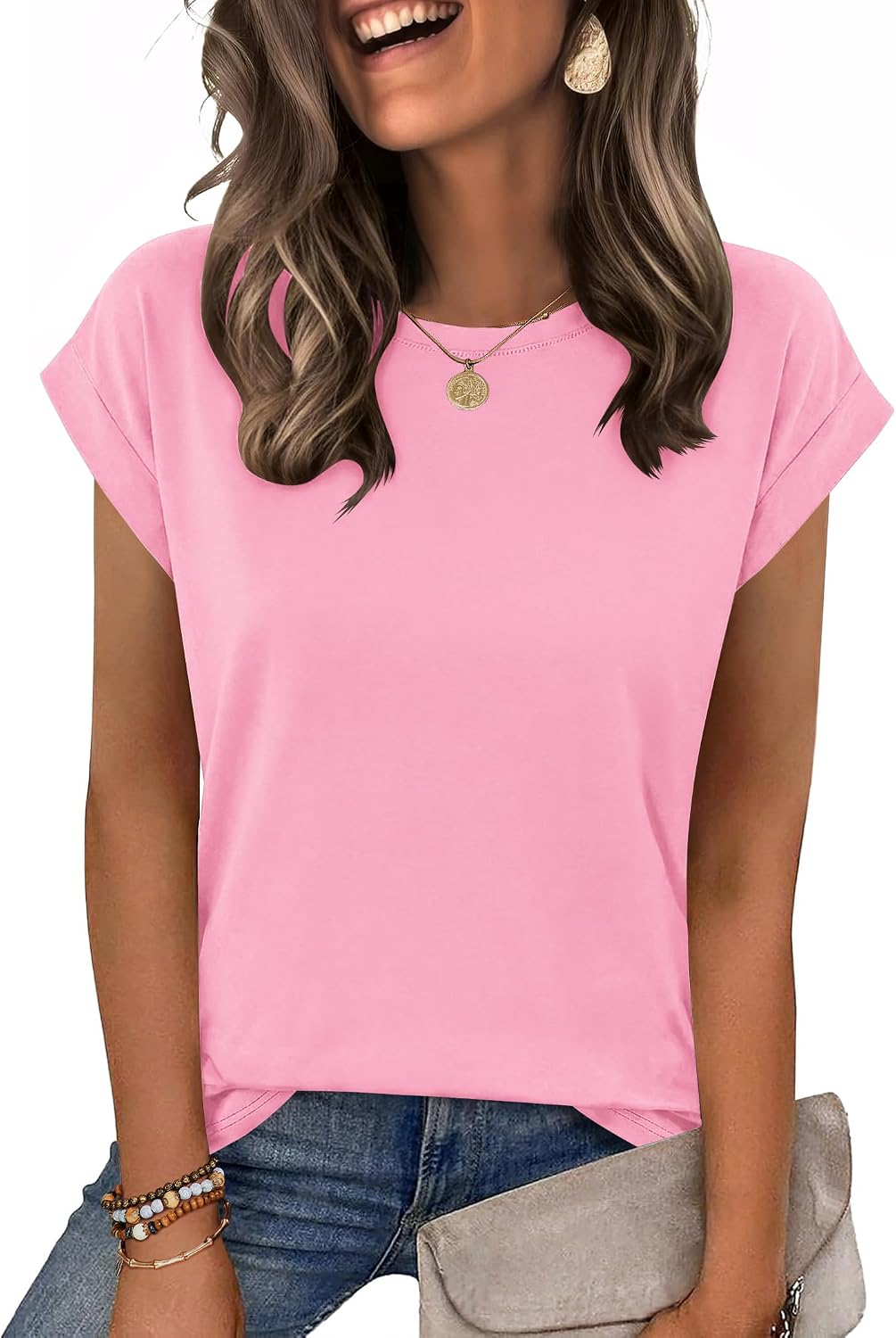 Zeagoo Womens Tops Summer Casual Cap Sleeve Tshirts Shirts Business Blouses