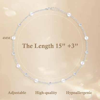SmileBelle Pearl Necklaces for Women, 18K Gold Choker