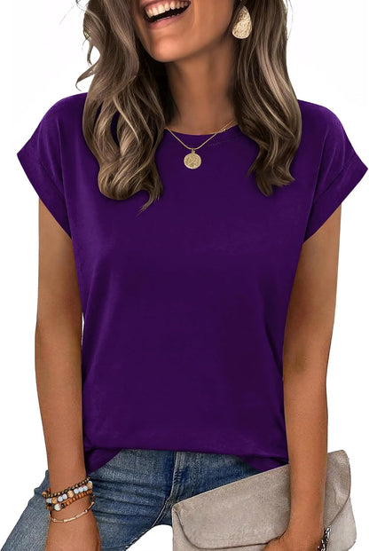Zeagoo Womens Tops Summer Casual Cap Sleeve Tshirts Shirts Business Blouses