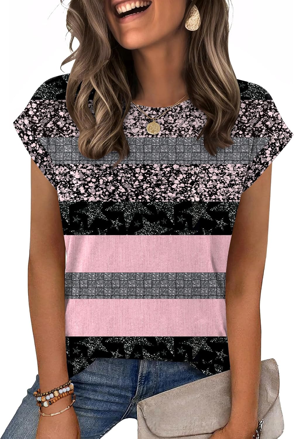 Zeagoo Womens Tops Summer Casual Cap Sleeve Tshirts Shirts Business Blouses