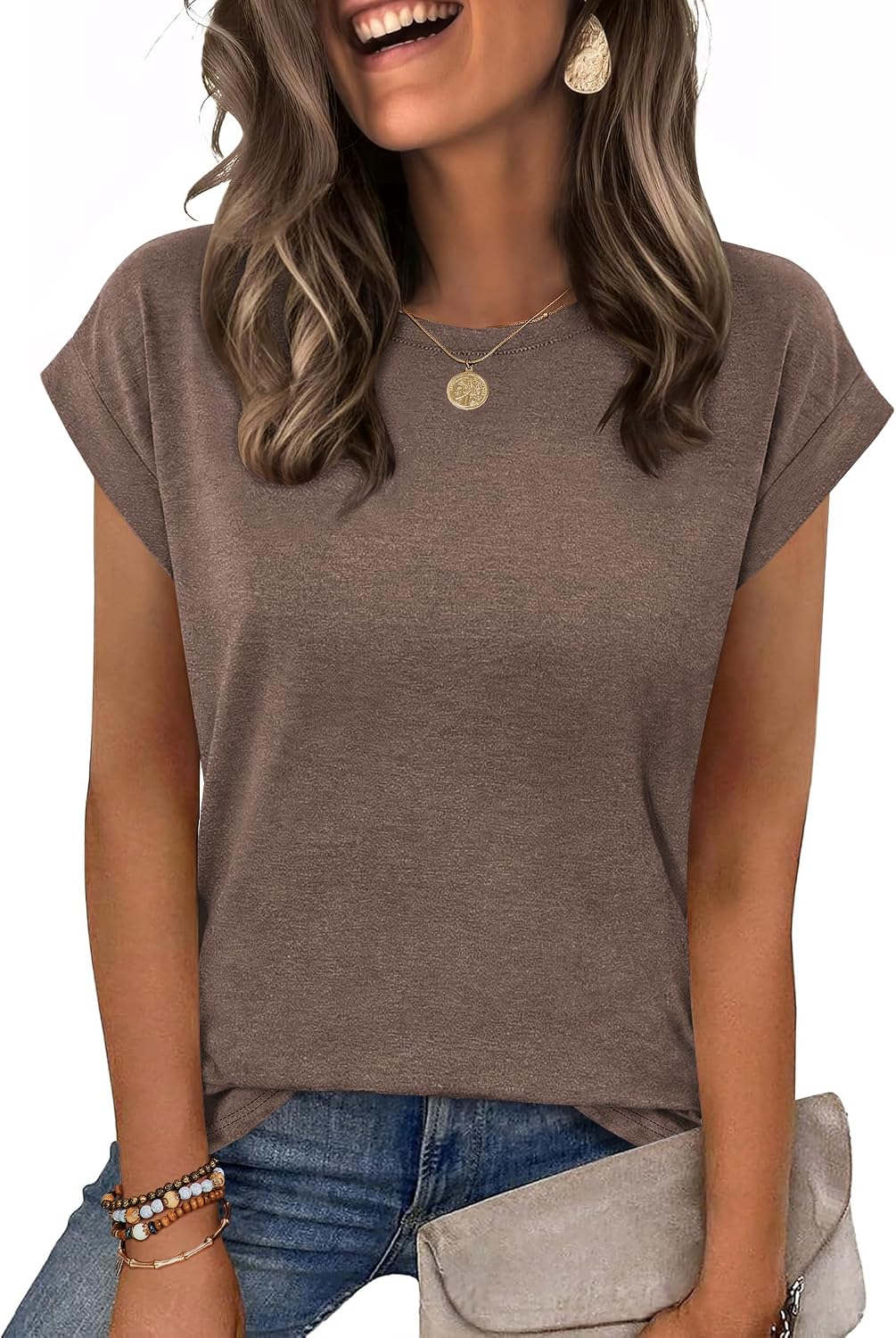 Zeagoo Womens Tops Summer Casual Cap Sleeve Tshirts Shirts Business Blouses