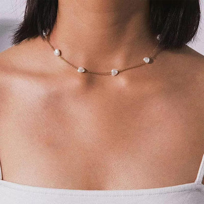 SmileBelle Pearl Necklaces for Women, 18K Gold Choker