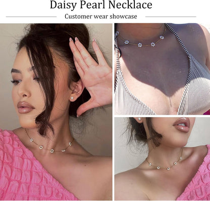 SmileBelle Pearl Necklaces for Women, 18K Gold Choker