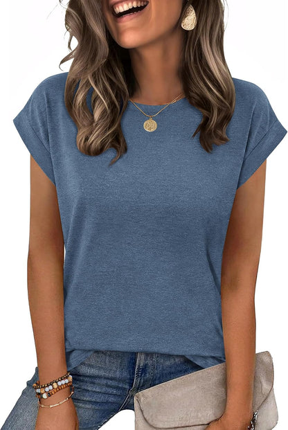 Zeagoo Womens Tops Summer Casual Cap Sleeve Tshirts Shirts Business Blouses