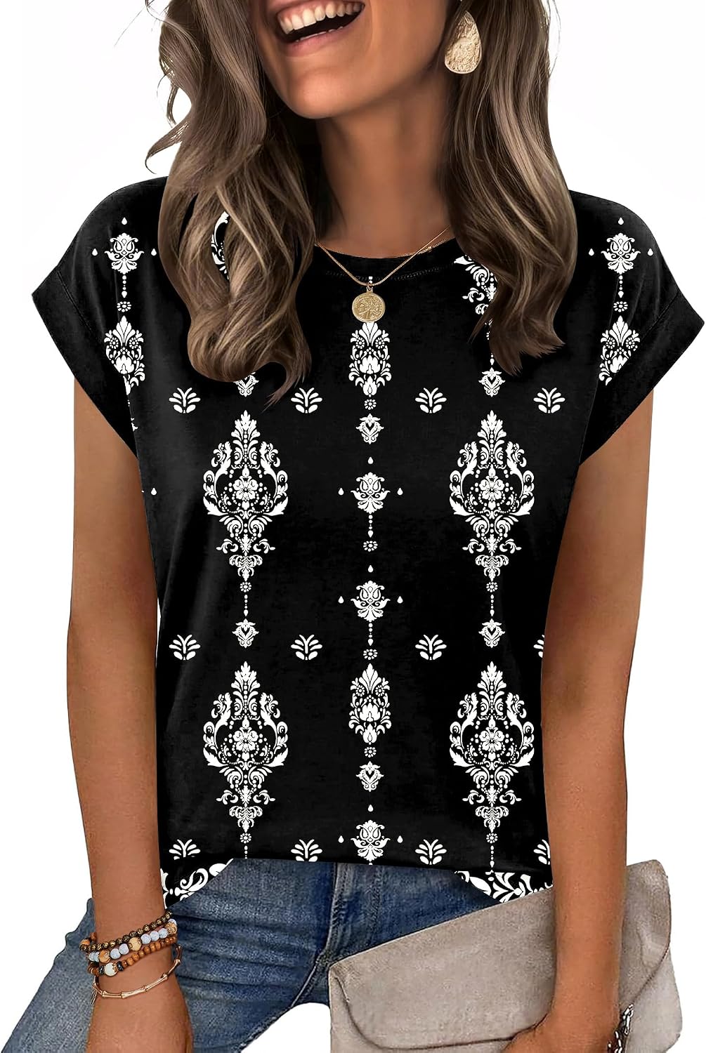Zeagoo Womens Tops Summer Casual Cap Sleeve Tshirts Shirts Business Blouses
