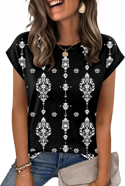 Zeagoo Womens Tops Summer Casual Cap Sleeve Tshirts Shirts Business Blouses
