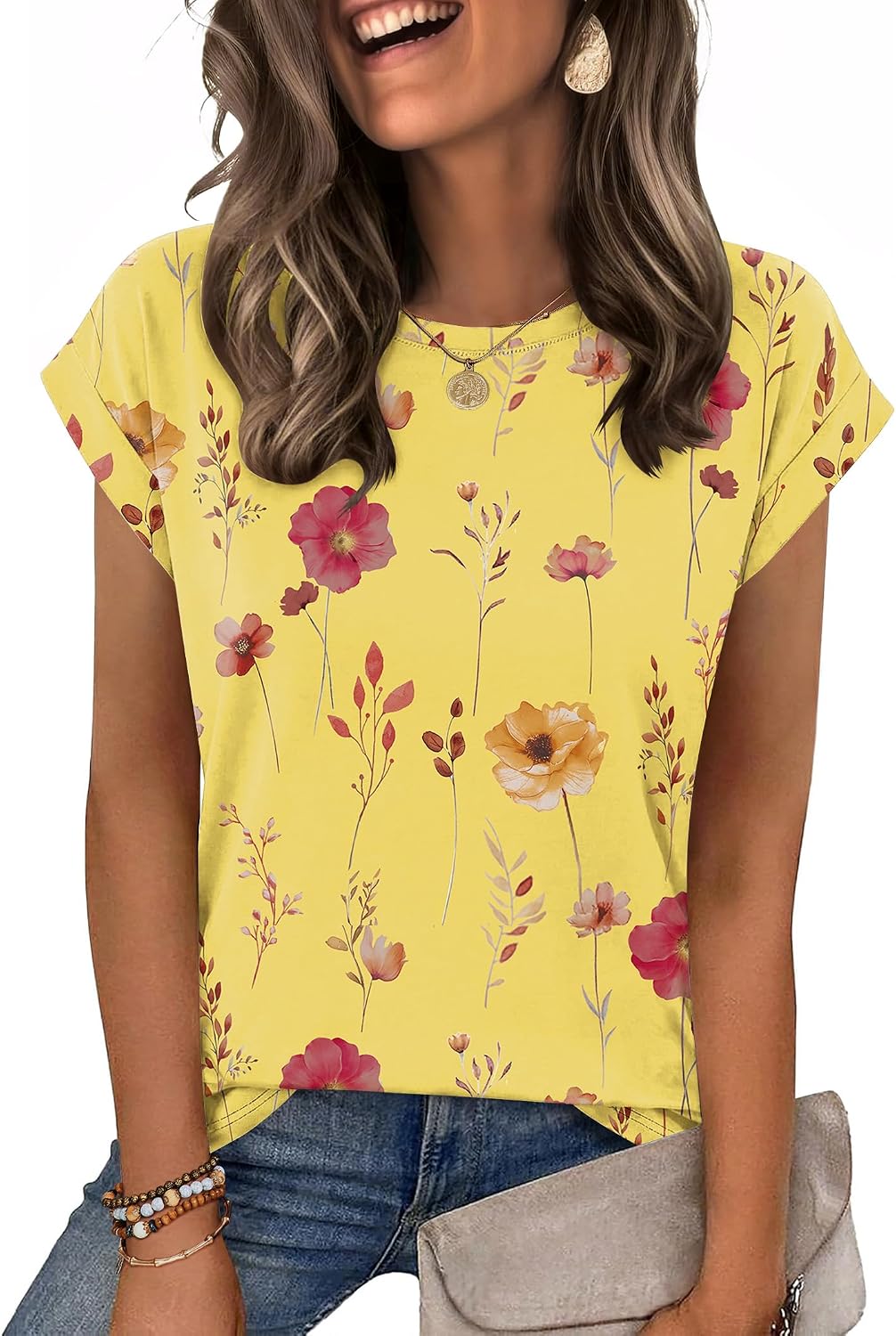 Zeagoo Womens Tops Summer Casual Cap Sleeve Tshirts Shirts Business Blouses
