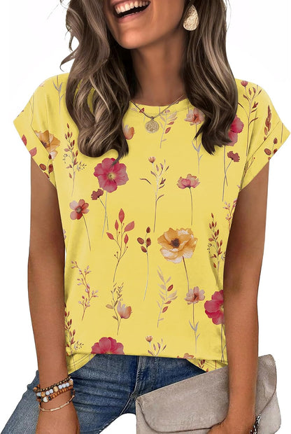 Zeagoo Womens Tops Summer Casual Cap Sleeve Tshirts Shirts Business Blouses