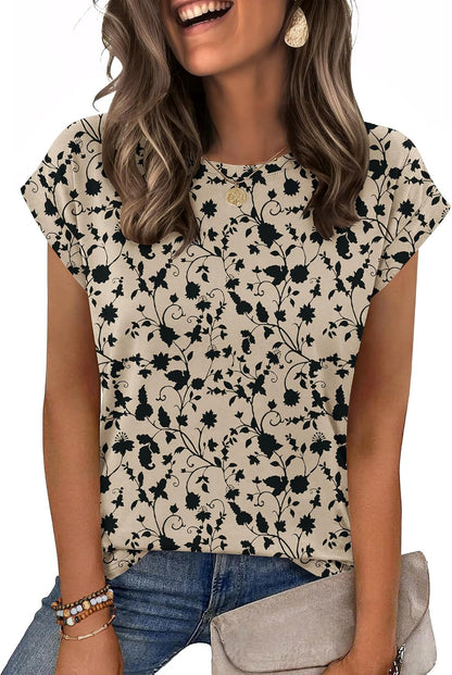 Zeagoo Womens Tops Summer Casual Cap Sleeve Tshirts Shirts Business Blouses