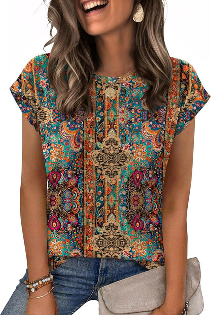 Zeagoo Womens Tops Summer Casual Cap Sleeve Tshirts Shirts Business Blouses