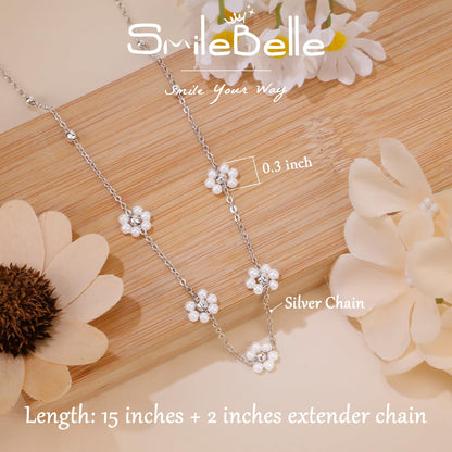 SmileBelle Pearl Necklaces for Women, 18K Gold Choker
