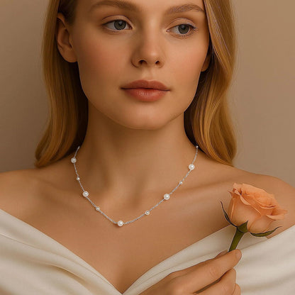 SmileBelle Pearl Necklaces for Women, 18K Gold Choker