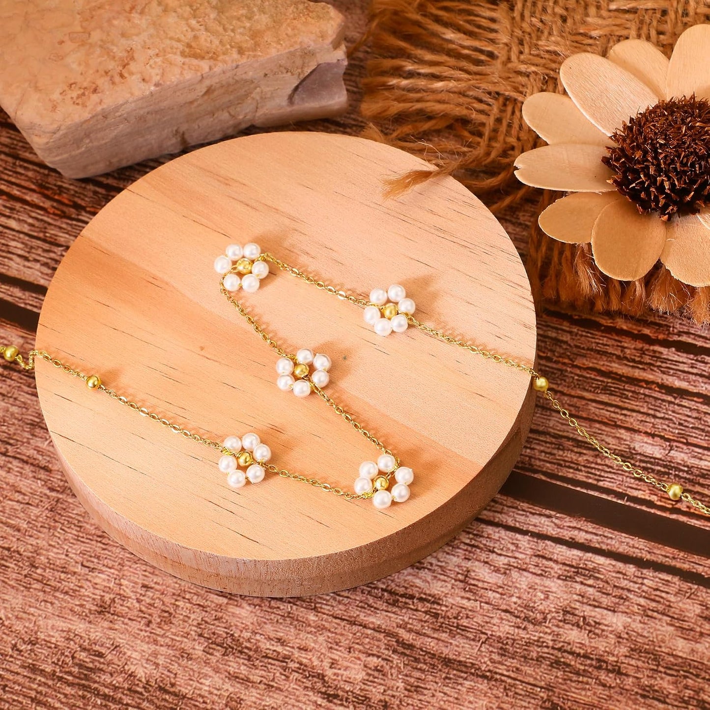 SmileBelle Pearl Necklaces for Women, 18K Gold Choker